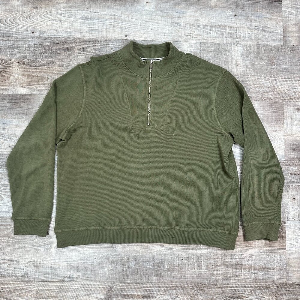 American Giant Men’s French Rib Half Zip Artichoke Color Sweatshirt Size XXL